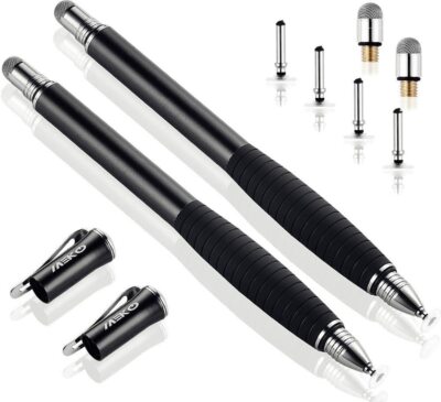(2nd Generation) [2 in 1 Precision Series] MEKO Disc Stylus Pen 2 Pcs Black