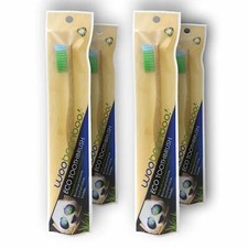 WooBamboo Toothbrush Adult Soft BPA Free Biodegradable Vegan 4/Pk