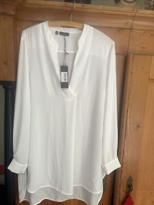 janice jo Bluse Long Bluse Tunika Weiß Neu 38