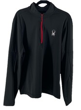 Spyder Active Shirt Men  s M Black Quarter Zip Pullover Baselayer Top Athletic