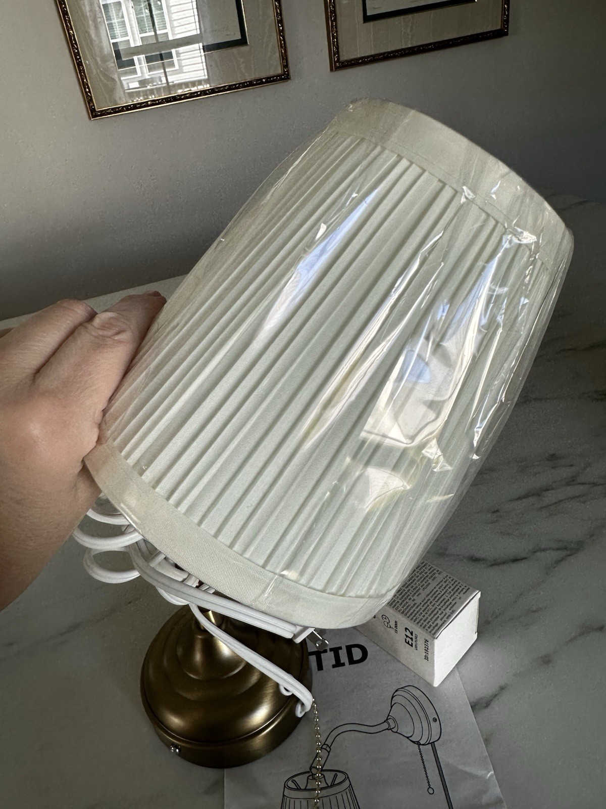 Ikea Arstid Wall Lamp 604.161.62 Brass w/ Pleated Shade Open Box🌸🩷