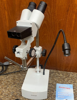 AmScope  Binocular Stereo Microscope -LED light and Boom Stand- Jewelry repair