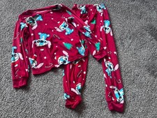 Disney Stitch Lilo  Stitch 2-Piece Kids Pajama Set Size 8 Christmas Velour G6