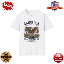America Turns 250 Shirt, Route 66 Turns 100 Tee, Patriotic Eagle USA 1776 2026