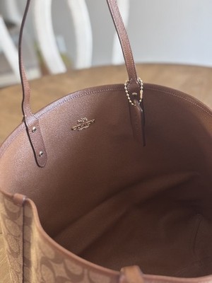 Coach F36658 Reversible City Tote In Signature Brown Black for