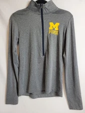 University Michigan PINK 1/4 Zip Athletic Top Shirt Medium Long Sleeve Running 