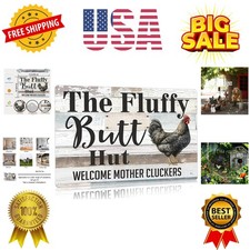 Funny Chicken Gifts Chicken The Fluffy Butt Hut Tin Sign for Home Farm Chicke...