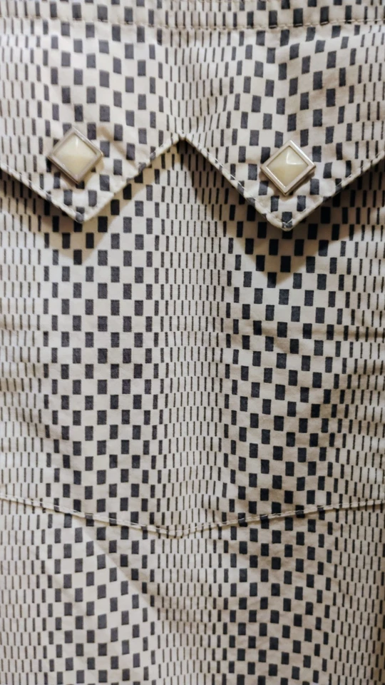 Camisa occidental a presión azul geométrica perla peto marca Lucky para hombre (grande) Foto 4 de 4