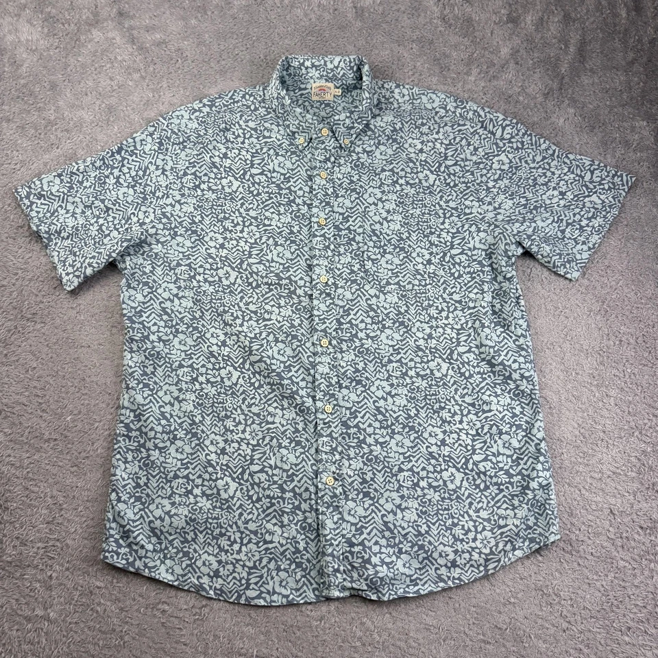 Faherty Shirt Mens XL Blue Breeze Floral Hawaiian Hemp Blend Tropical Beach - Image 2 of 4