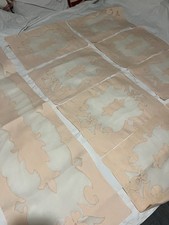 VINATGE PEACH HAND EMBROIDERED LINEN & ORGANZA PLACEMENTS  TABLE RUNNER MARGHAB?