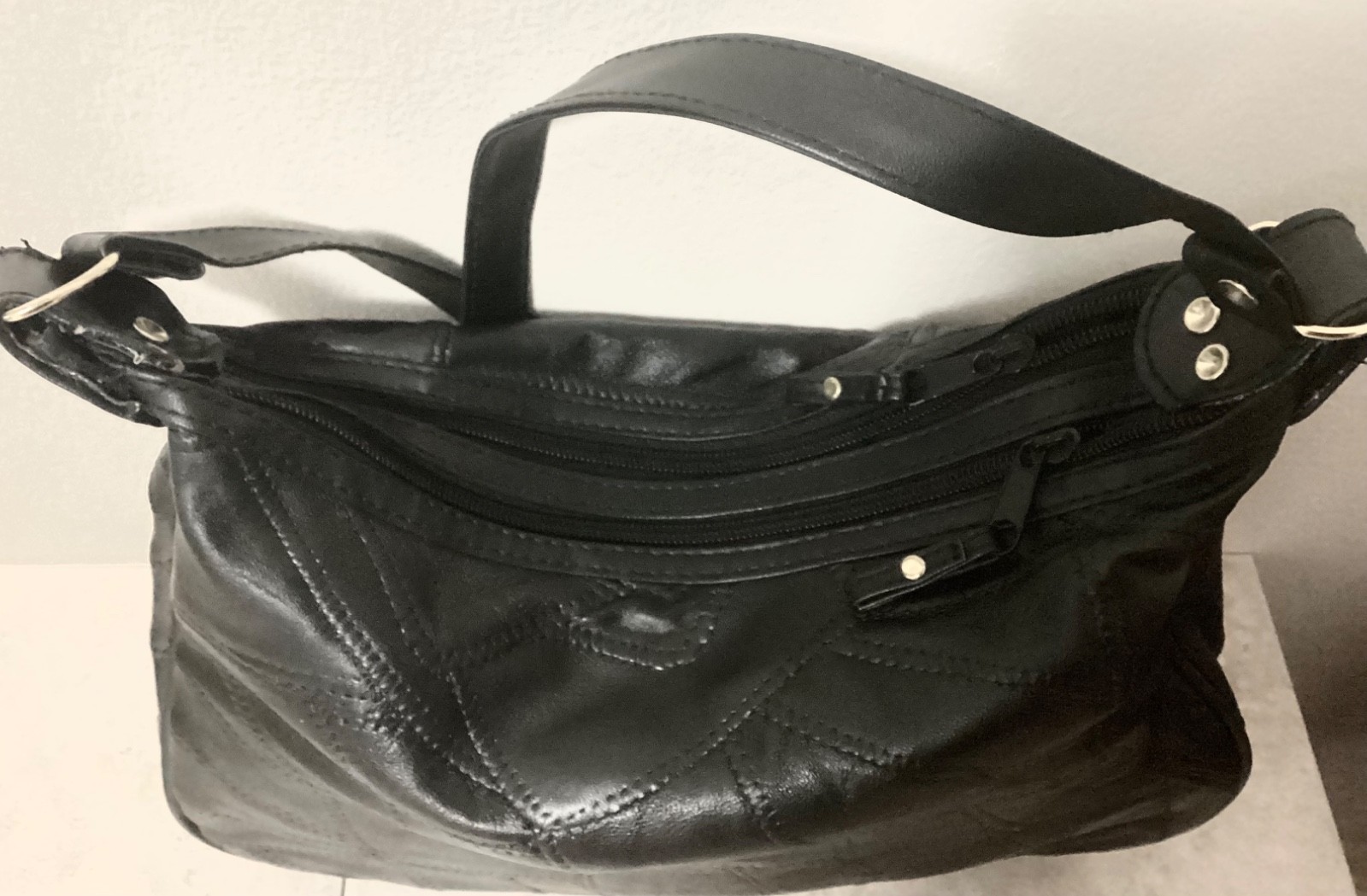 Genuine Leather Black Patchwork Crossbody Bag/Pur… - image 4