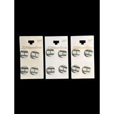 Vintage Streamline Black White Buttons Carded  9/16" Ridged Two Hole NOS 12 Pcs