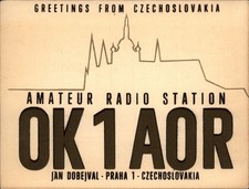 QSL radio card OK1AOR 1980 Praha (Prague) Czechoslovakia Jan Dobejval Village