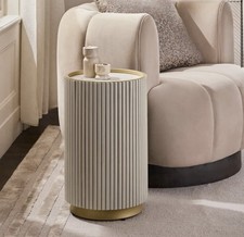 Next Light Grey Valencia Marble and Mango Wood Side Table - Brand New