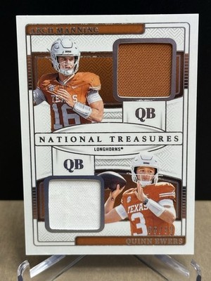2025 National Treasures Arch Manning Quinn Ewers Texas RC Dual Patch /99 Rookie!