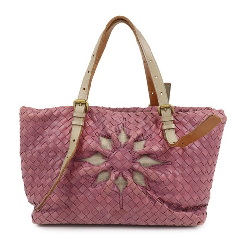 BOTTEGA VENETA Intrecciato Leather Tote Bag Hand Bag Purple Authentic Used F/S