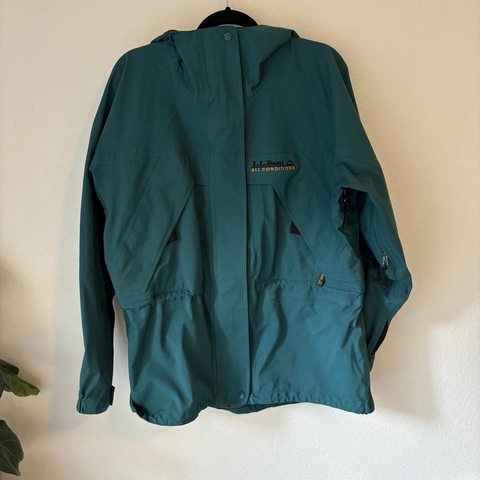 LL Bean Todas las Condiciones Gore-Tex Chaqueta de Lluvia Impermeable con Capucha Para Hombre Grande De Colección Foto 2 de 4