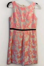 Women's Loft Tangerine Floral Sleeveless Size 6 Zip Up Dress In Back