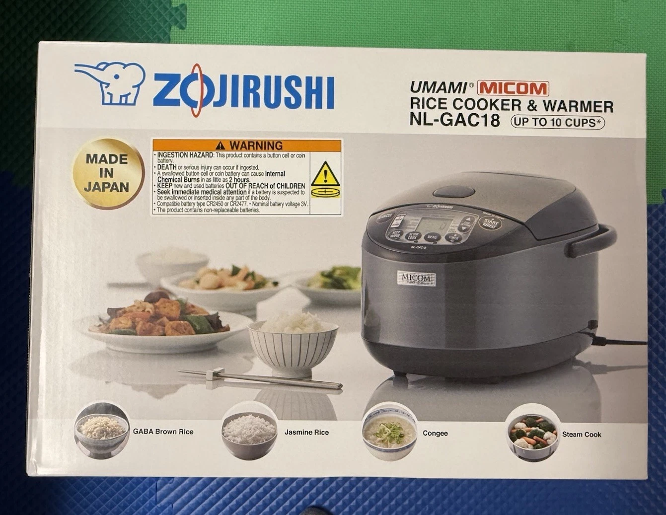 New Zojirushi NL-GAC18 BM Umami Micom Rice Cooker Warmer 10 Cup Metallic Black