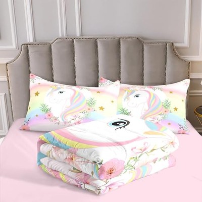 Kids Sheet Set Twin Size 3 Pcs, Girls Sheet Set With Pink