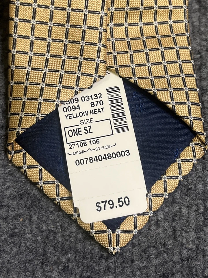 Corbata a cuadros amarilla Jos A Bank Executive Collection 100 % seda nueva con etiquetas $79 Foto 2 de 3