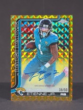 Travis Etienne Jr 2025 Topps Chrome NFL RC Gold Geometric /50 AUTO Jaguars Rooki