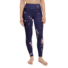 Navy Abstract High Leggings Pink Detail Women's Activewear Yoga Pants