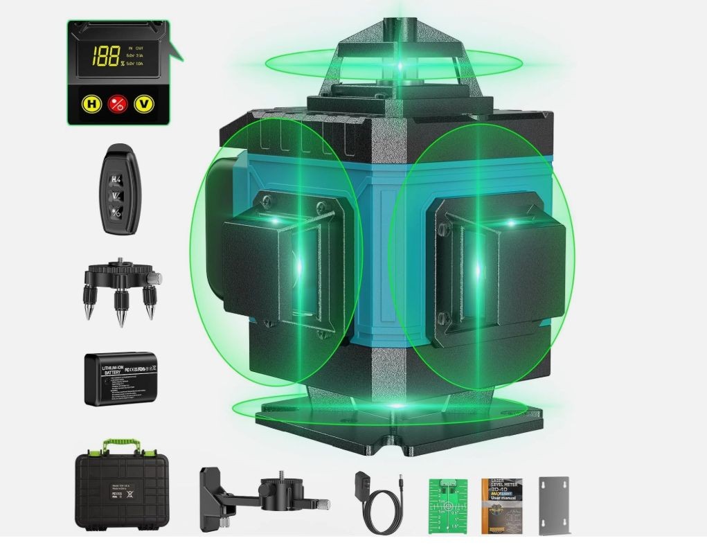 Livella Laser Autolivellante 16 Linee 4D Professionale Blu 360°