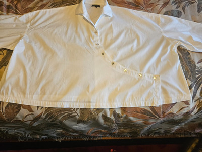 CHRISTIAN SIRIANO CRISP WHITE OVERSIZED CROSS BUTTONED WHITE BLOUSE XXL