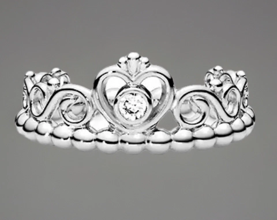 Authentic Pandora Heart Tiara Sterling Silver Ring with Cubic Zirconia Size 5.5 - Image 4 of 4
