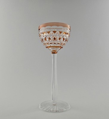 Jugendstil - Römer / Weinglas, apricot überfangen. VSL Val Saint Lambert um 1900