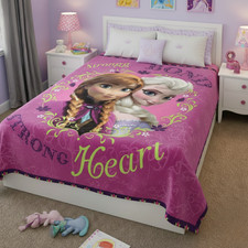Disney Frozen Throw Blanket - Soft Fluffy  Warm - 60"x80" - Elsa  Anna