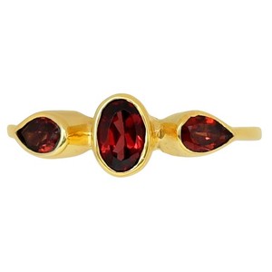 Authentic Hessonite Garnet Gold Plated Ring Warm Tone Size 7 Fall TR01409