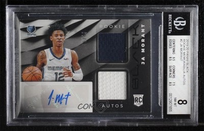 2019-20 Panini Black Rookie Memorabilia /49 Ja Morant #RM-JA BGS 8 Auto RC 01su