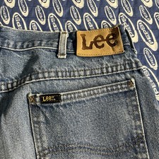 Vintage 80s Lee Riders Light Wash Blue Denim Jeans 36x30 Relaxed Fit Distressed