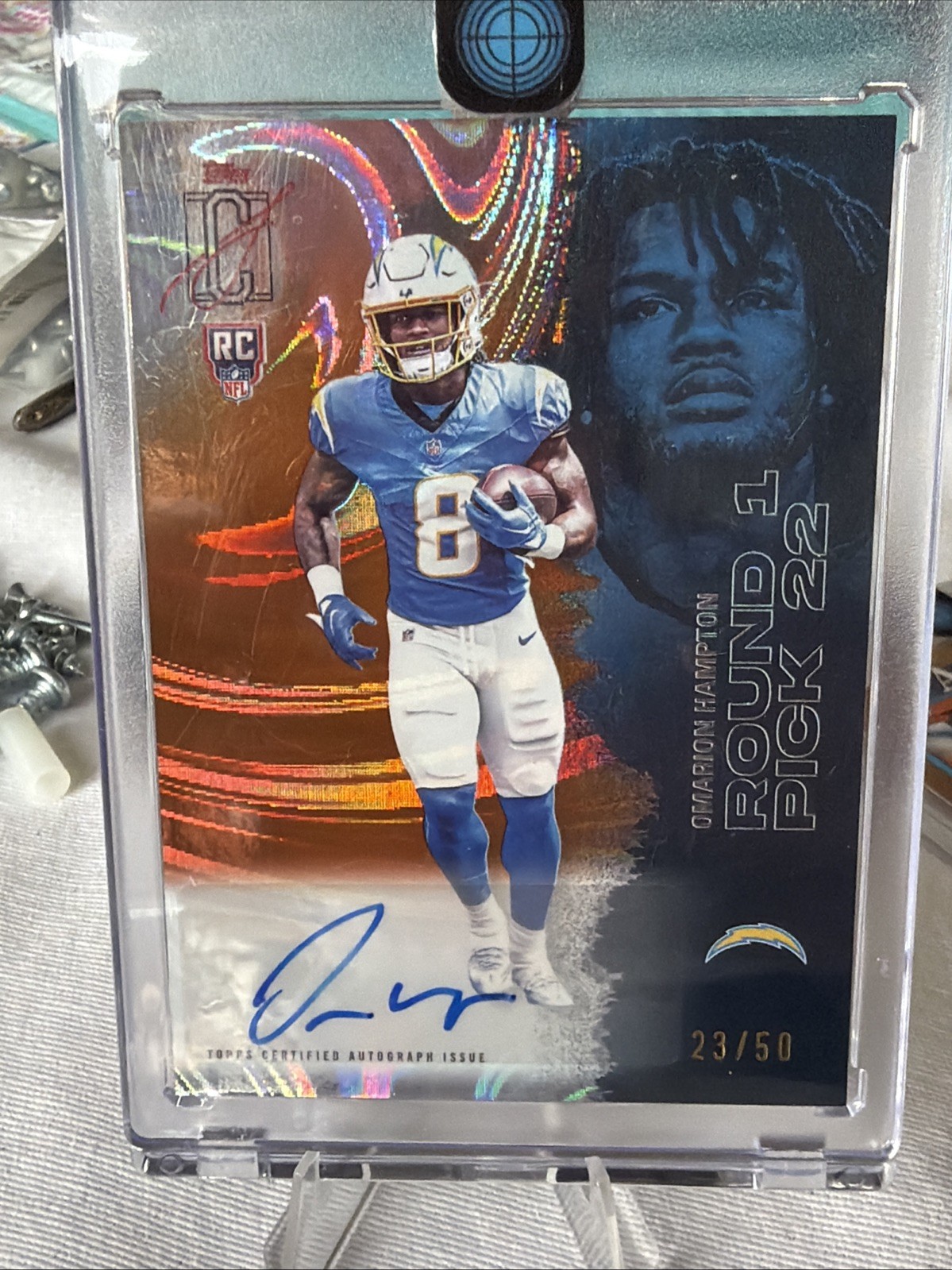 2025 Topps Signature Omarion Hampton Orange Lava Auto /50 