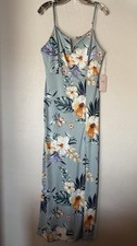 Colorful Tropical Floral Print Side Slit Maxi Bodycon Large Dress Blashe Summer