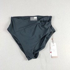 Parte inferior de bikini Calia Swim tiro alto para mujer mediana negra torcida lateral LYCRA UPF 50+