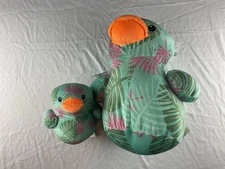 Way To Celebrate! Green Tropical Floral Duck Plush Lot Duck Stuffed Animal Set