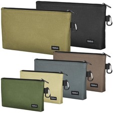 6 PCS Zipper Pouch Tool Bag Utility Flat Bottom Storage Organizer Carabiner