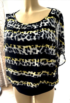 Style Co Animal Print Sheer Overlay Tank Attached Sz PL y8x