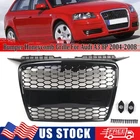 Front Center Grille Gloss Black Honeycomb For Audi A3 8P 2004-2008 8P4853651A US