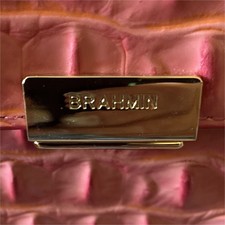 Brahmin Pink Croc Print Embossed Handbag Gold...