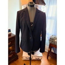 Ann Taylor Blazer 6 Navy Blue Single Button Tailored Professional Dark Academia