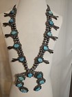 Turquoise Squash Blossom Necklace Navajo Native American Silver 26"  — photo 3