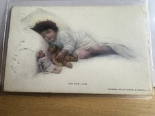 1907 The New Love Gutmann Girl Hugging Teddy Doll Vintage Postcard French 7