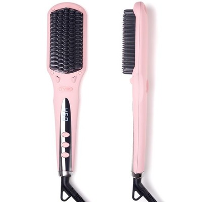 TYMO Ionic Hair Straightener Brush 10M Negative Ions Ceramic Hot Comb Pink