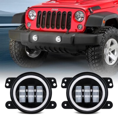 Jeep Wrangler 4 inch 30W Cree LED Fog Light & Halo Angel Eyes for 07-18  JK