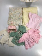 Vintage Handmade Lot Baby Stuff Jackets, Diaper Organizer, Receiving Blanket Hat