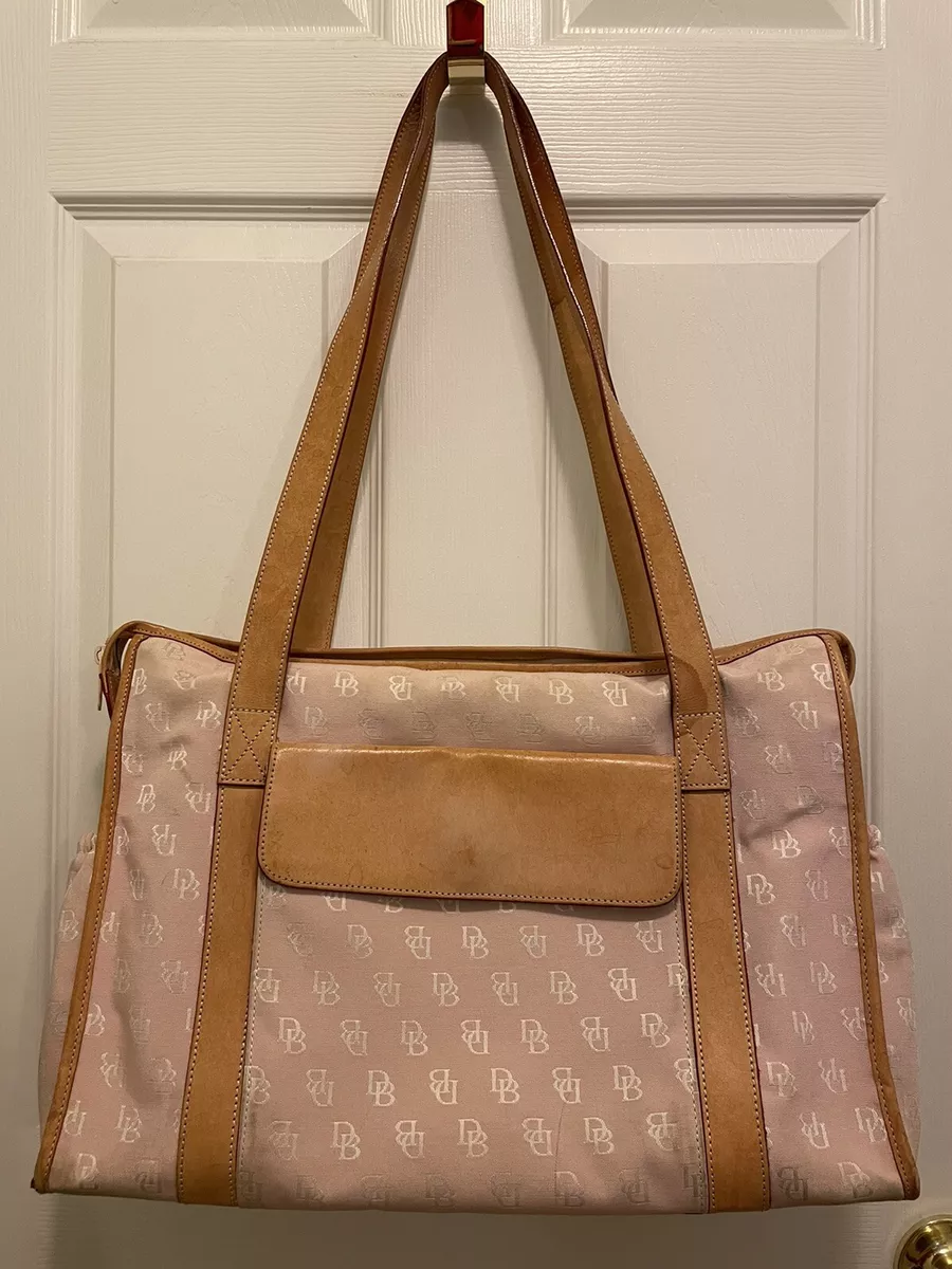 Vintage Dooney & Bourke Pink Signature Monogram Canvas Leather Purse Satchel